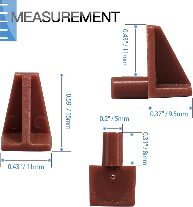 Jamiikury 20pcs Brown Shelf Pegs, 5mm Plastic Shelf Pins Shelf Support Pins, Cabinet Shelf Clips Shelf Holder Pins for Bookcase Cabinets Shelves Cupboard - Image 5